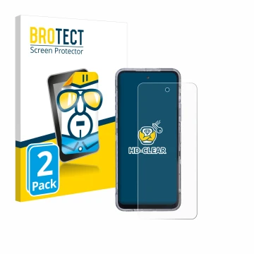 Parte frontal de un envase de producto con el logotipo de la marca BROTECT. Al lado se muestra el dispositivo AGM X6 Phantom c