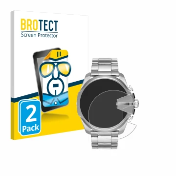 Parte frontal de un envase de producto con el logotipo de la marca BROTECT. Al lado se muestra el dispositivo Diesel Mega Chie