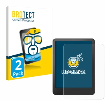 Parte frontal de un envase de producto con el logotipo de la marca BROTECT. Al lado se muestra el dispositivo Amazon Kindle Pa