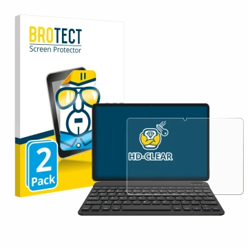 Parte frontal de un envase de producto con el logotipo de la marca BROTECT. Al lado se muestra el dispositivo BESTTAB A20 con 