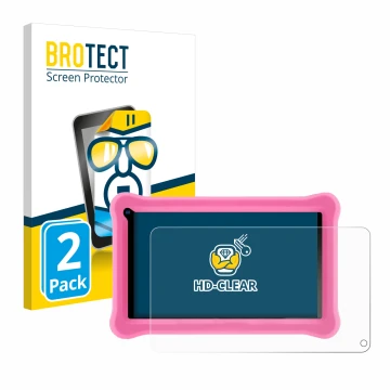 Parte frontal de un envase de producto con el logotipo de la marca BROTECT. Al lado se muestra el dispositivo Sumtab K708 7.1