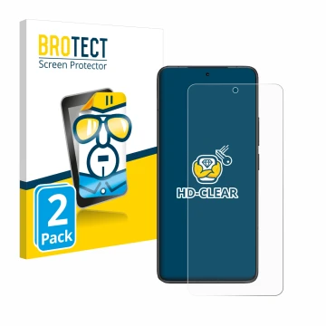 Parte frontal de un envase de producto con el logotipo de la marca BROTECT. Al lado se muestra el dispositivo Xiaomi Redmi K80