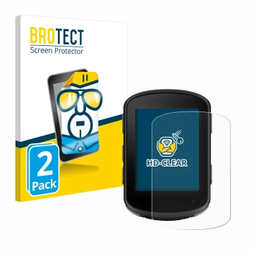Parte frontal de un envase de producto con el logotipo de la marca BROTECT. Al lado se muestra el dispositivo Garmin Edge 840 