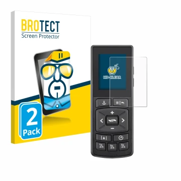 Parte frontal de un envase de producto con el logotipo de la marca BROTECT. Al lado se muestra el dispositivo Minn Kota Advanc