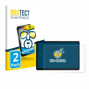 Parte frontal de un envase de producto con el logotipo de la marca BROTECT. Al lado se muestra el dispositivo Chuwi Hi10 X1 co