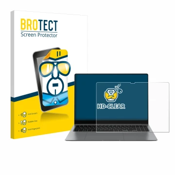 Parte frontal de un envase de producto con el logotipo de la marca BROTECT. Al lado se muestra el dispositivo Samsung Galaxy B