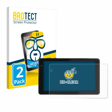 Parte frontal de un envase de producto con el logotipo de la marca BROTECT. Al lado se muestra el dispositivo Lisciani Mio Tab