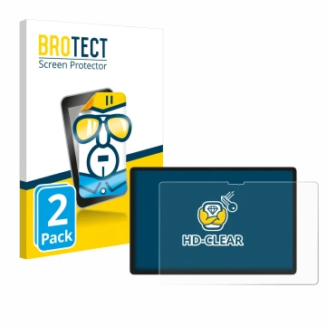 Parte frontal de un envase de producto con el logotipo de la marca BROTECT. Al lado se muestra el dispositivo Lenovo Yoga Tab 