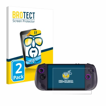 Parte frontal de un envase de producto con el logotipo de la marca BROTECT. Al lado se muestra el dispositivo Lenovo Legion Go