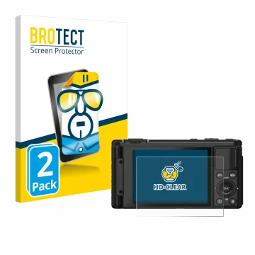 Parte frontal de un envase de producto con el logotipo de la marca BROTECT. Al lado se muestra el dispositivo Yashica City 100