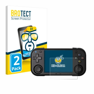 Parte frontal de un envase de producto con el logotipo de la marca BROTECT. Al lado se muestra el dispositivo Magicx Mini Zero