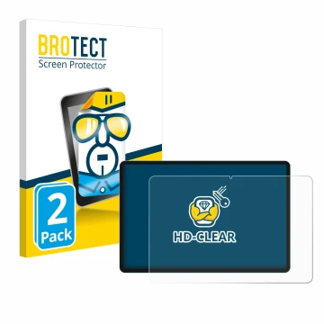 Parte frontal de un envase de producto con el logotipo de la marca BROTECT. Al lado se muestra el dispositivo Teclast P50 AI c