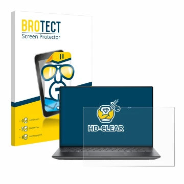 Parte frontal de un envase de producto con el logotipo de la marca BROTECT. Al lado se muestra el dispositivo Dell Precision 5