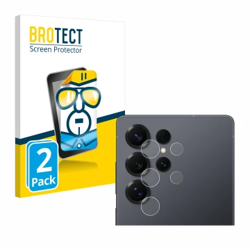 Parte frontal de un envase de producto con el logotipo de la marca BROTECT. Al lado se muestra el dispositivo Samsung Galaxy S