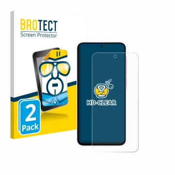 Parte frontal de un envase de producto con el logotipo de la marca BROTECT. Al lado se muestra el dispositivo Samsung Galaxy A