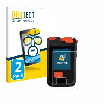 Parte frontal de un envase de producto con el logotipo de la marca BROTECT. Al lado se muestra el dispositivo Mammut Barryvox 