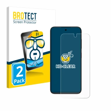 Parte frontal de un envase de producto con el logotipo de la marca BROTECT. Al lado se muestra el dispositivo ZTE Blade V70 Vi