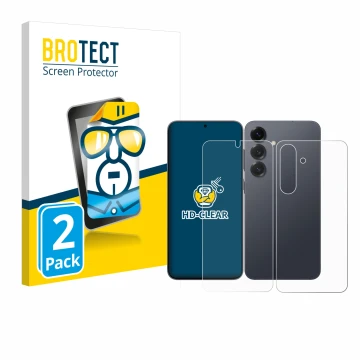Parte frontal de un envase de producto con el logotipo de la marca BROTECT. Al lado se muestra el dispositivo Samsung Galaxy S