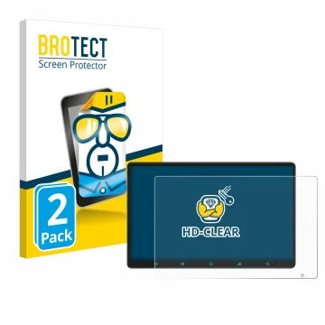 Parte frontal de un envase de producto con el logotipo de la marca BROTECT. Al lado se muestra el dispositivo Joying Car Radio