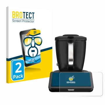 Parte frontal de un envase de producto con el logotipo de la marca BROTECT. Al lado se muestra el dispositivo Vorwerk Thermomi