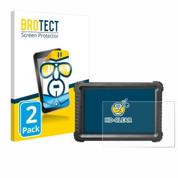 Parte frontal de un envase de producto con el logotipo de la marca BROTECT. Al lado se muestra el dispositivo iCarsoft CR Ultr