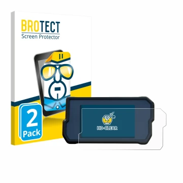 Parte frontal de un envase de producto con el logotipo de la marca BROTECT. Al lado se muestra el dispositivo KTM RC125 / RC39