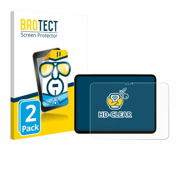 Parte frontal de un envase de producto con el logotipo de la marca BROTECT. Al lado se muestra el dispositivo Apple iPad Air 1