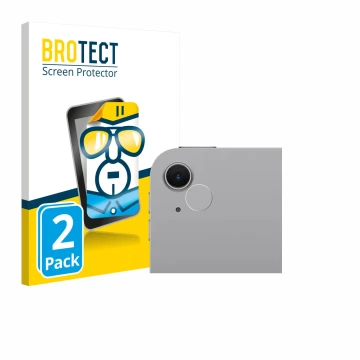 Parte frontal de un envase de producto con el logotipo de la marca BROTECT. Al lado se muestra el dispositivo Apple iPad Air 1