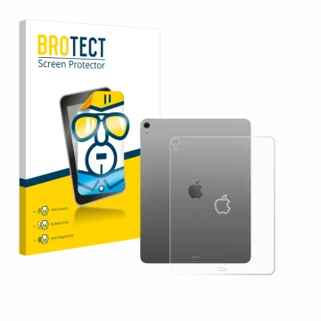 Parte frontal de un envase de producto con el logotipo de la marca BROTECT. Al lado se muestra el dispositivo Apple iPad Air 1