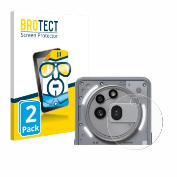 Parte frontal de un envase de producto con el logotipo de la marca BROTECT. Al lado se muestra el dispositivo Nothing Phone (3