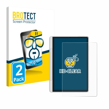 Parte frontal de un envase de producto con el logotipo de la marca BROTECT. Al lado se muestra el dispositivo XP-Pen Magic Not