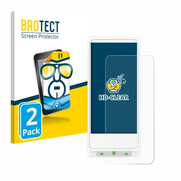 Parte frontal de un envase de producto con el logotipo de la marca BROTECT. Al lado se muestra el dispositivo Clover Flex con 