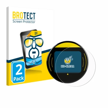 Parte frontal de un envase de producto con el logotipo de la marca BROTECT. Al lado se muestra el dispositivo Nayax Onyx con s