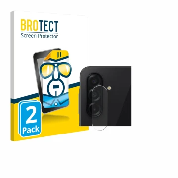 Parte frontal de un envase de producto con el logotipo de la marca BROTECT. Al lado se muestra el dispositivo Samsung Galaxy A