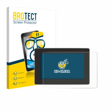 Parte frontal de un envase de producto con el logotipo de la marca BROTECT. Al lado se muestra el dispositivo Tesla Model Y Ju