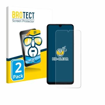 Parte frontal de un envase de producto con el logotipo de la marca BROTECT. Al lado se muestra el dispositivo Xiaomi Poco C71 
