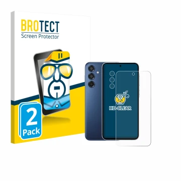 Parte frontal de un envase de producto con el logotipo de la marca BROTECT. Al lado se muestra el dispositivo Samsung Galaxy M