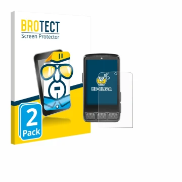 Parte frontal de un envase de producto con el logotipo de la marca BROTECT. Al lado se muestra el dispositivo Wahoo Elemnt Roa