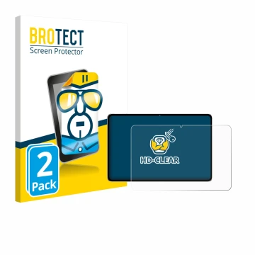 Parte frontal de un envase de producto con el logotipo de la marca BROTECT. Al lado se muestra el dispositivo Nubia Pad Pro co