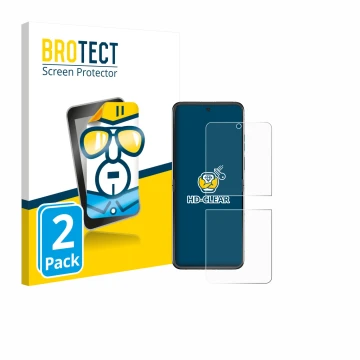 Parte frontal de un envase de producto con el logotipo de la marca BROTECT. Al lado se muestra el dispositivo Motorola Razr 60