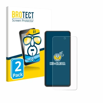Parte frontal de un envase de producto con el logotipo de la marca BROTECT. Al lado se muestra el dispositivo realme GT 7T con