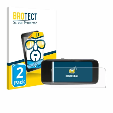 Parte frontal de un envase de producto con el logotipo de la marca BROTECT. Al lado se muestra el dispositivo Peterson StroboC