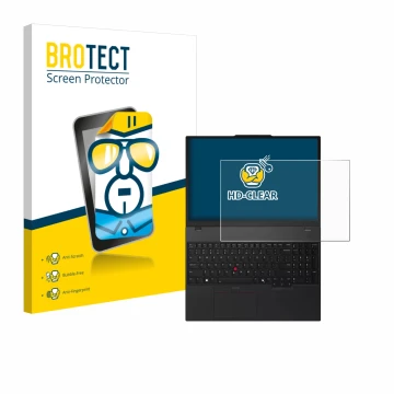Parte frontal de un envase de producto con el logotipo de la marca BROTECT. Al lado se muestra el dispositivo Lenovo ThinkPad 