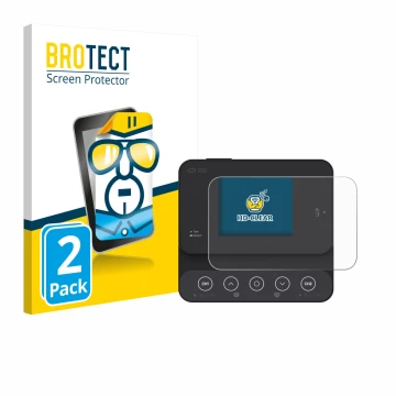 Parte frontal de un envase de producto con el logotipo de la marca BROTECT. Al lado se muestra el dispositivo ISDT K2Zip con s
