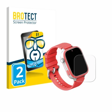 Parte frontal de un envase de producto con el logotipo de la marca BROTECT. Al lado se muestra el dispositivo AngelTech Kids S