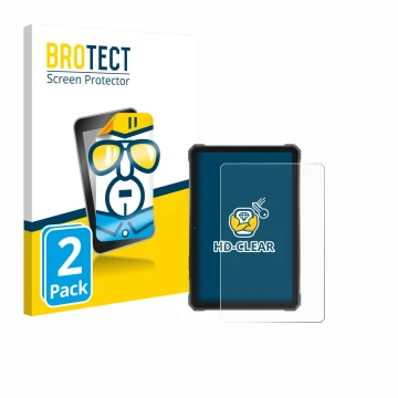 Parte frontal de un envase de producto con el logotipo de la marca BROTECT. Al lado se muestra el dispositivo Hotwav R9 Plus c