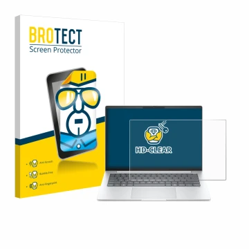 Parte frontal de un envase de producto con el logotipo de la marca BROTECT. Al lado se muestra el dispositivo HP EliteBook 8 G