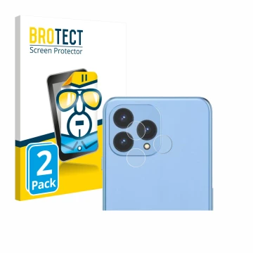 Parte frontal de un envase de producto con el logotipo de la marca BROTECT. Al lado se muestra el dispositivo Cubot P80 (SÓLO 