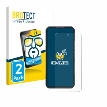 Parte frontal de un envase de producto con el logotipo de la marca BROTECT. Al lado se muestra el dispositivo Oukitel WP55 Pro
