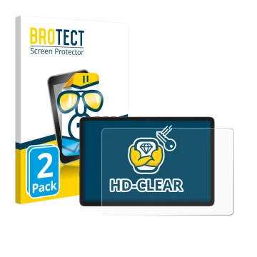 Parte frontal de un envase de producto con el logotipo de la marca BROTECT. Al lado se muestra el dispositivo Tabwee T20 10.1